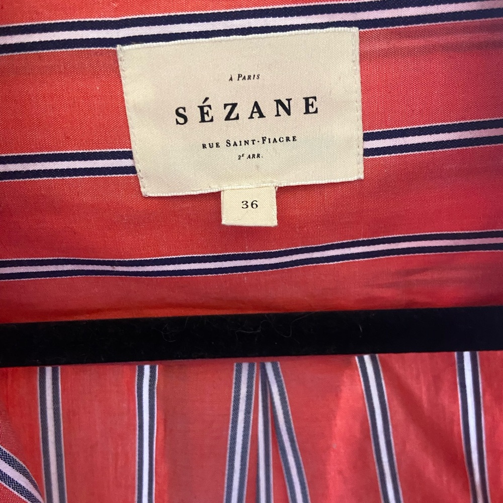 Sezane Max Shirt Red And Ecru Stripes - Size 4